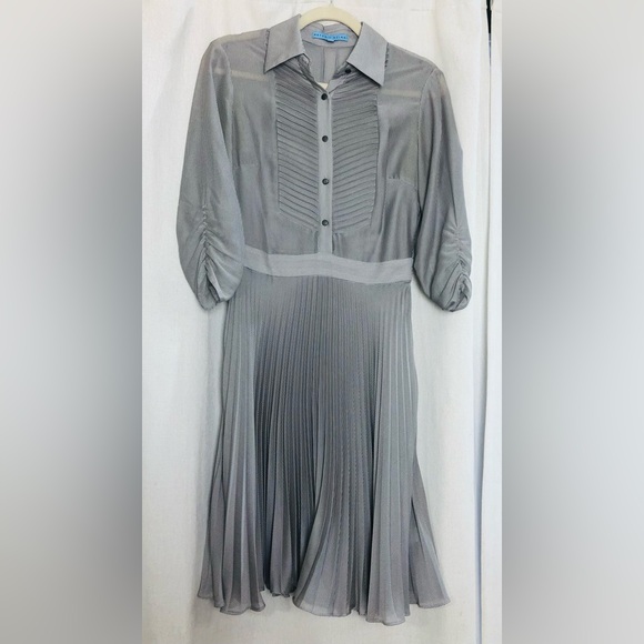 Lot 2 Dresses Antonio Melani Grey Pinstripe Pleat Dress Size 4 &  Grace Karin Fl - Picture 2 of 16